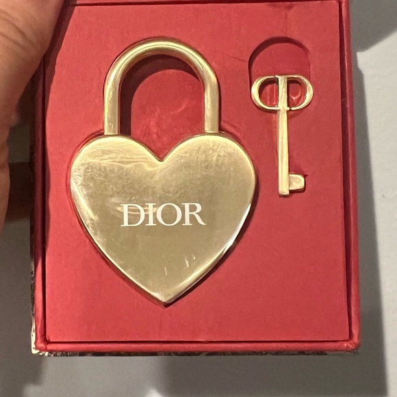 Dior Gold Heart Lock and Key Set